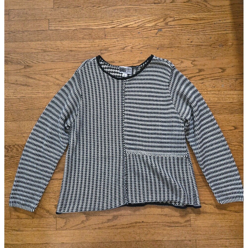 Habitat Womens Textured Striped Knit Long Sleeve Tunic Sweater Size Large